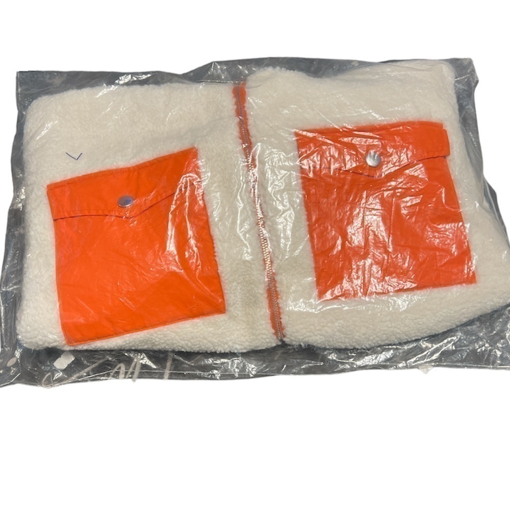 FUZZY sherpa cropped jacket. Orange. - Picture 4 of 5